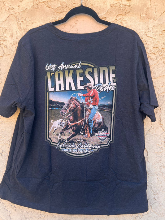 Women's Charcoal Black 61st Annual (2025) Rodeo Event V-Neck Tee - FINAL SALE