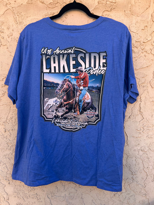 Women's Blue 61st Annual (2025) Rodeo Event V-Neck Tee - FINAL SALE
